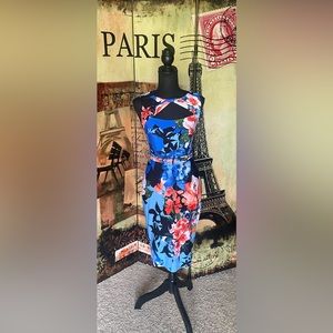 Cache Blue floral midi dress, size XS.